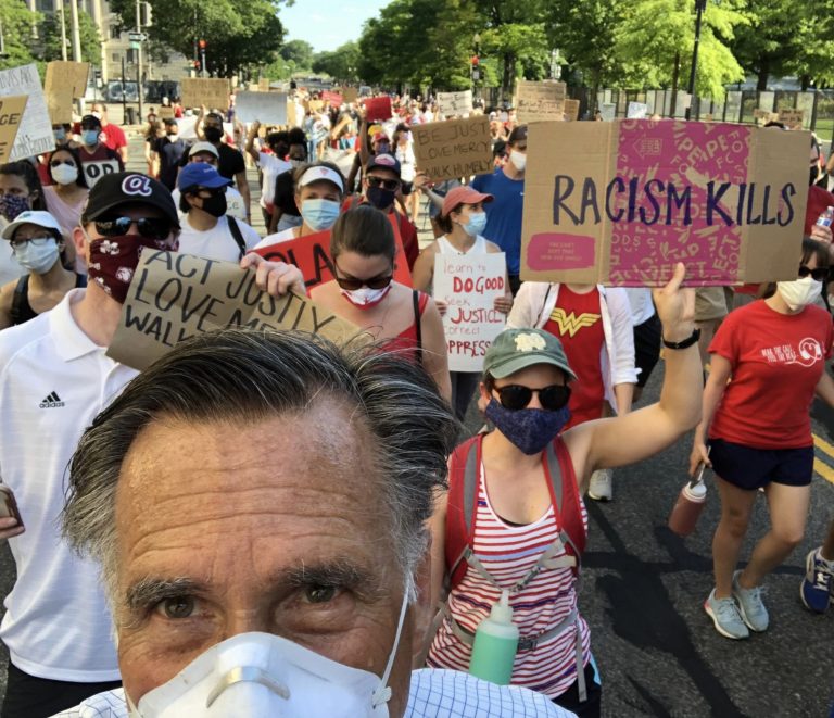Mitt Romney takes part in protest supporting Black Lives Matter near White House