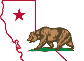 California Map Flag Bear