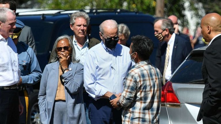 Biden Mask Meeting Touring Damage