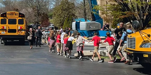 School Shooting Kids Evacuating School Bus