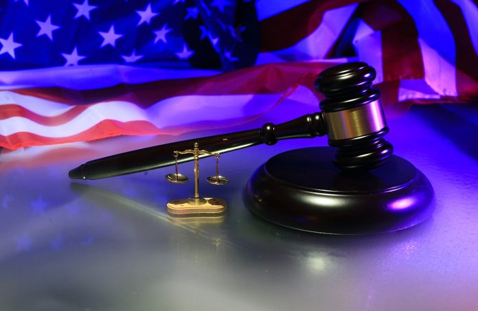 Gavel Courtroom Judge Justice Scales Flag