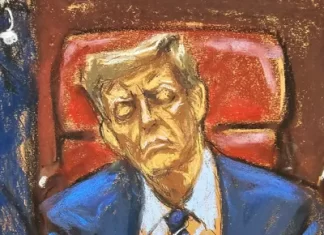 Trump Sleeping Courtroom Sketch